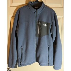 Mens Northface Jacket Size Medium Steel Blue Fleece Lined Full Zip Mens